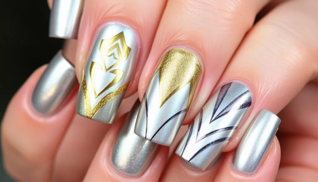 metallic nail art